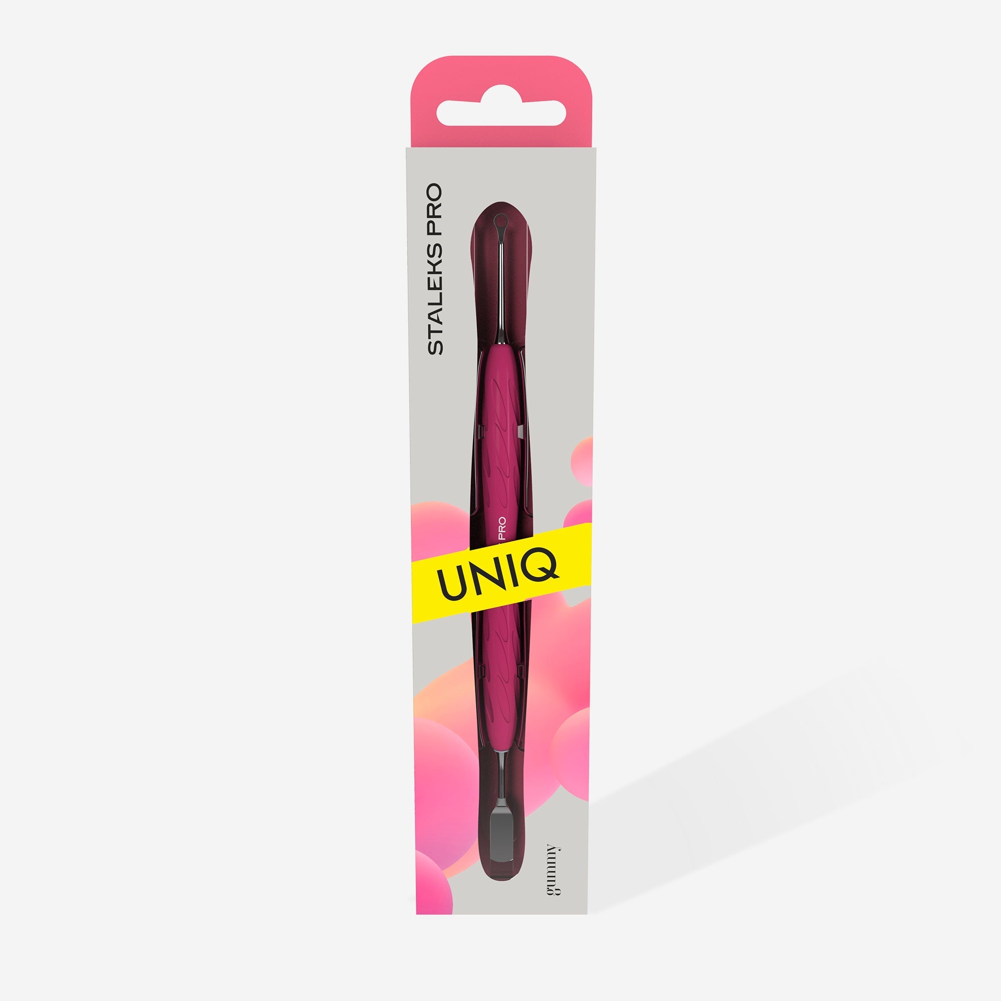 Empujador de manicura Gummy con mango de silicona UNIQ 11 TIPO 1 (empujador recto plano y en bucle)