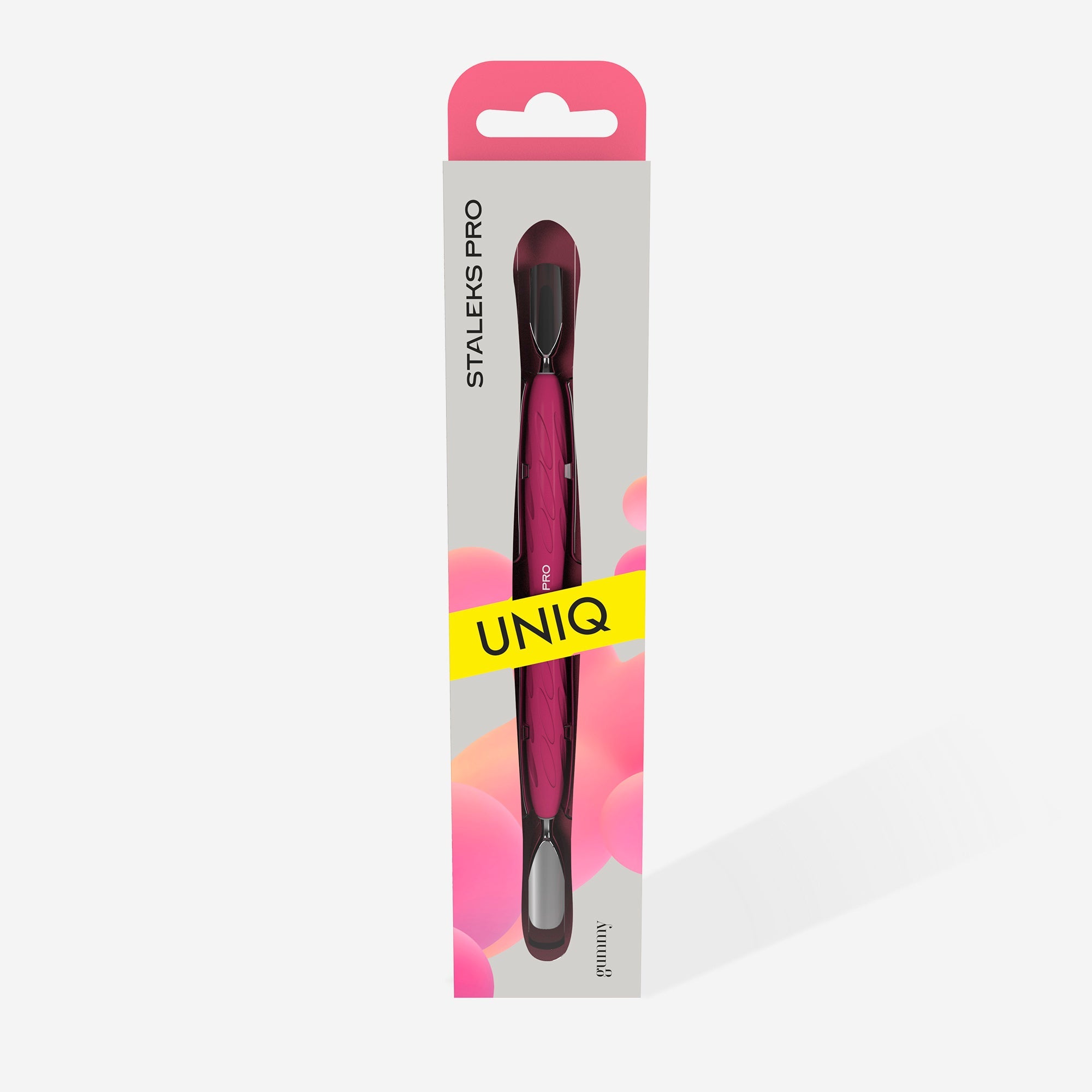Empujador de manicura Gummy con mango de silicona UNIQ 10 TIPO 1 (empujador redondo ancho y redondo estrecho)