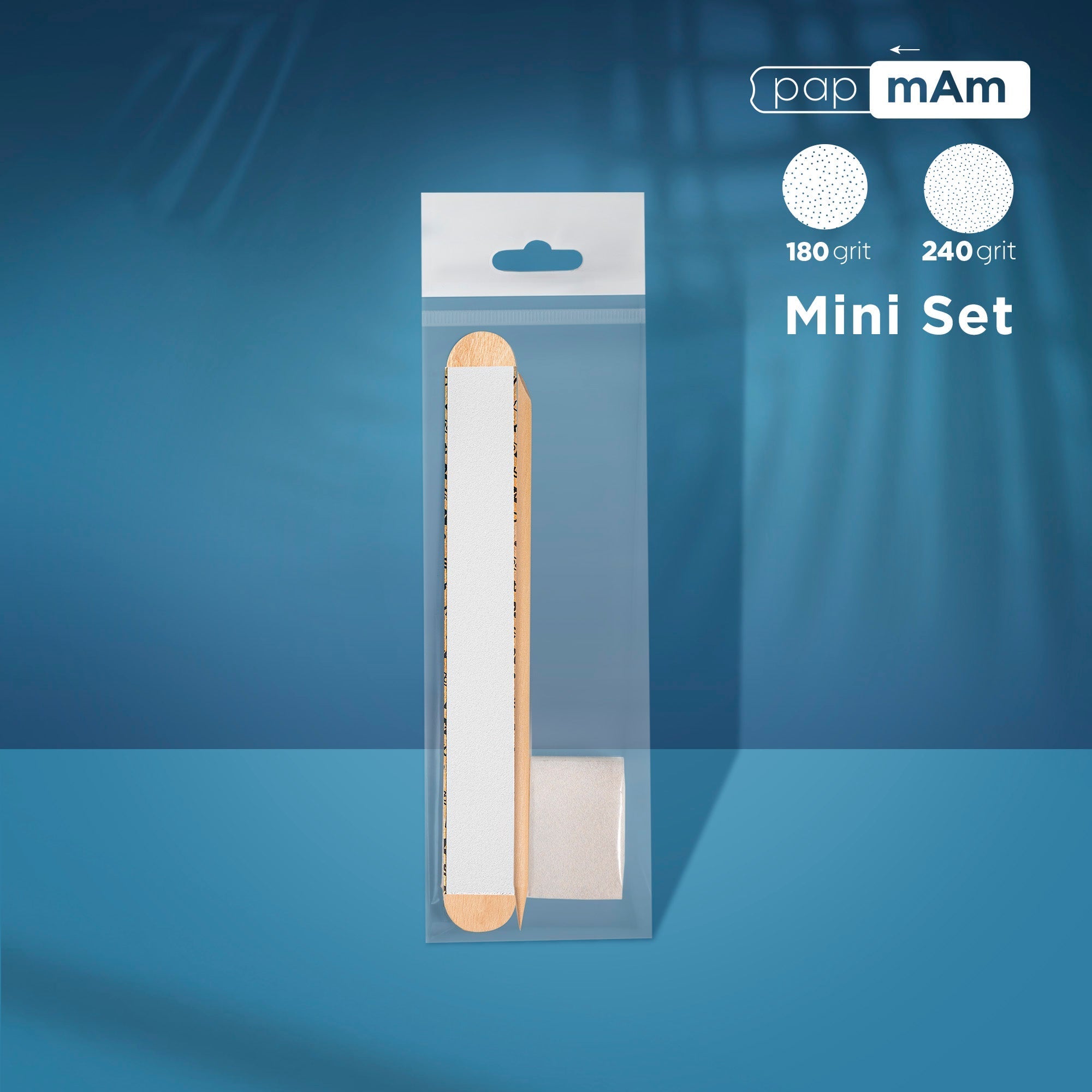 Juego desechable EXPERT 30 (papmAm Mix sobre base de madera 100/180 grit, buff 180/240 grit, palito de naranjo 110 mm)