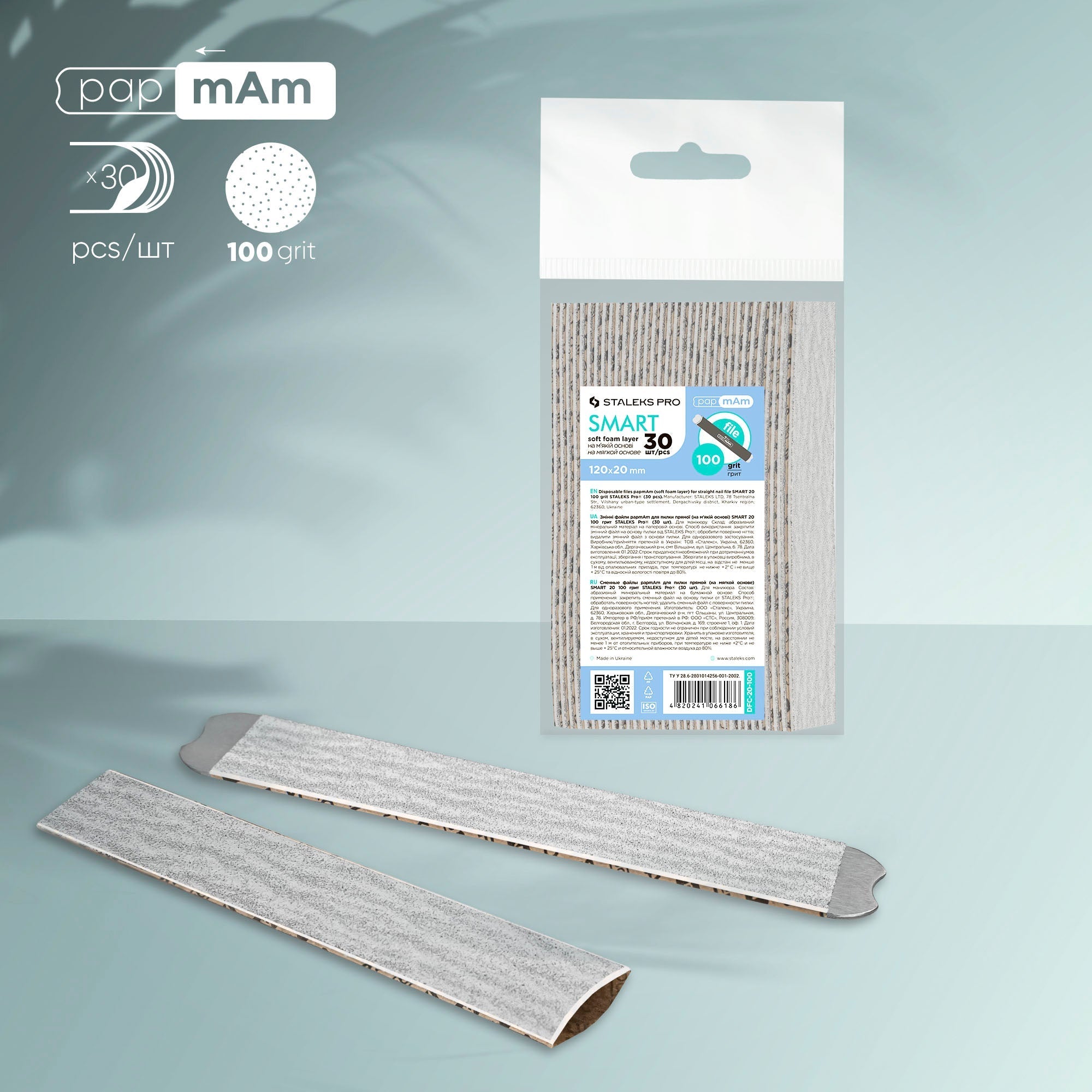 Limas desechables papmAm sobre una suave capa de espuma SMART 20 grano 100 (30 uds.)