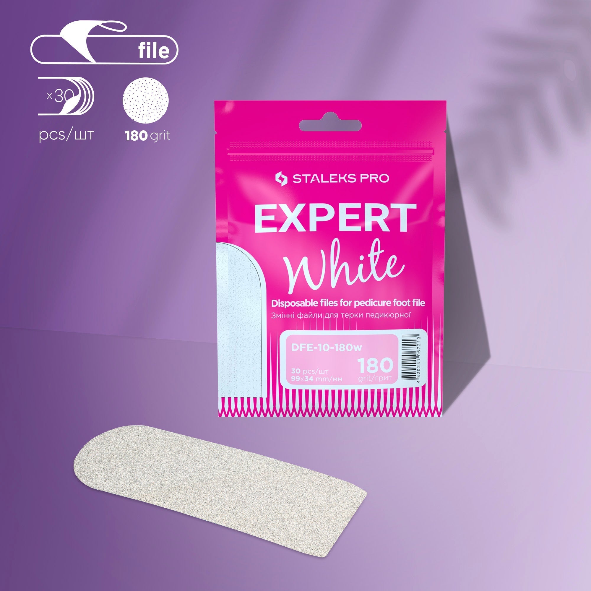 Limas blancas desechables para pedicura rallador EXPERT 10 180 grit (30 uds)