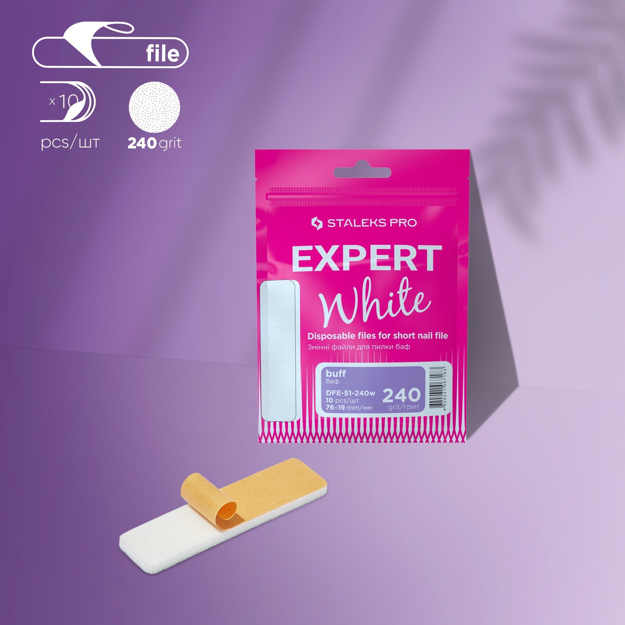 Limas blancas desechables para uñas cortas (lima abrasiva) EXPERT 51 grano 240 (10 uds.)