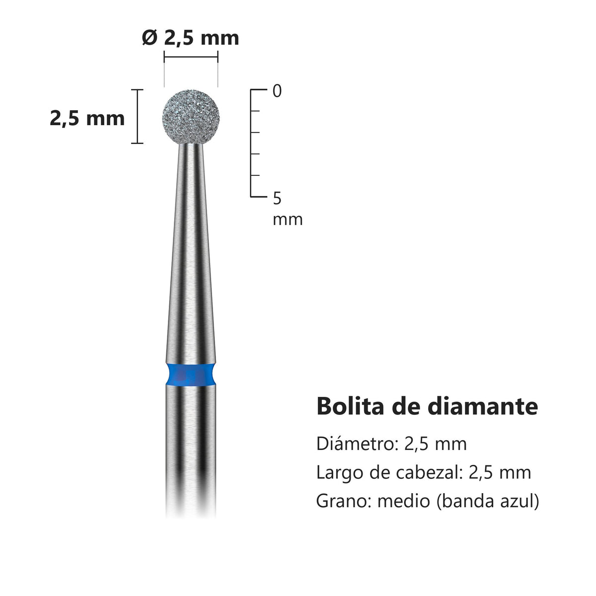 Fresa Bolita Azul Staleks Expert — medidas