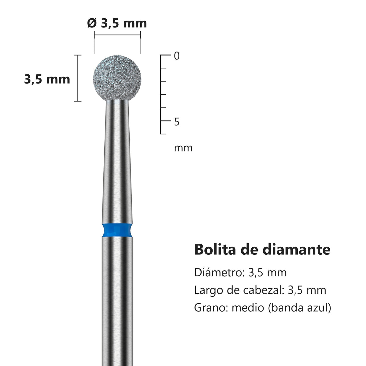 Fresa Bolita Azul Staleks Expert — medidas
