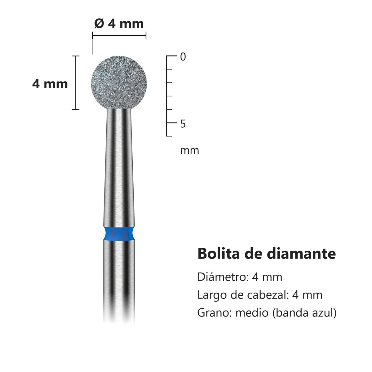 Fresa Bolita Azul Staleks Expert — medidas