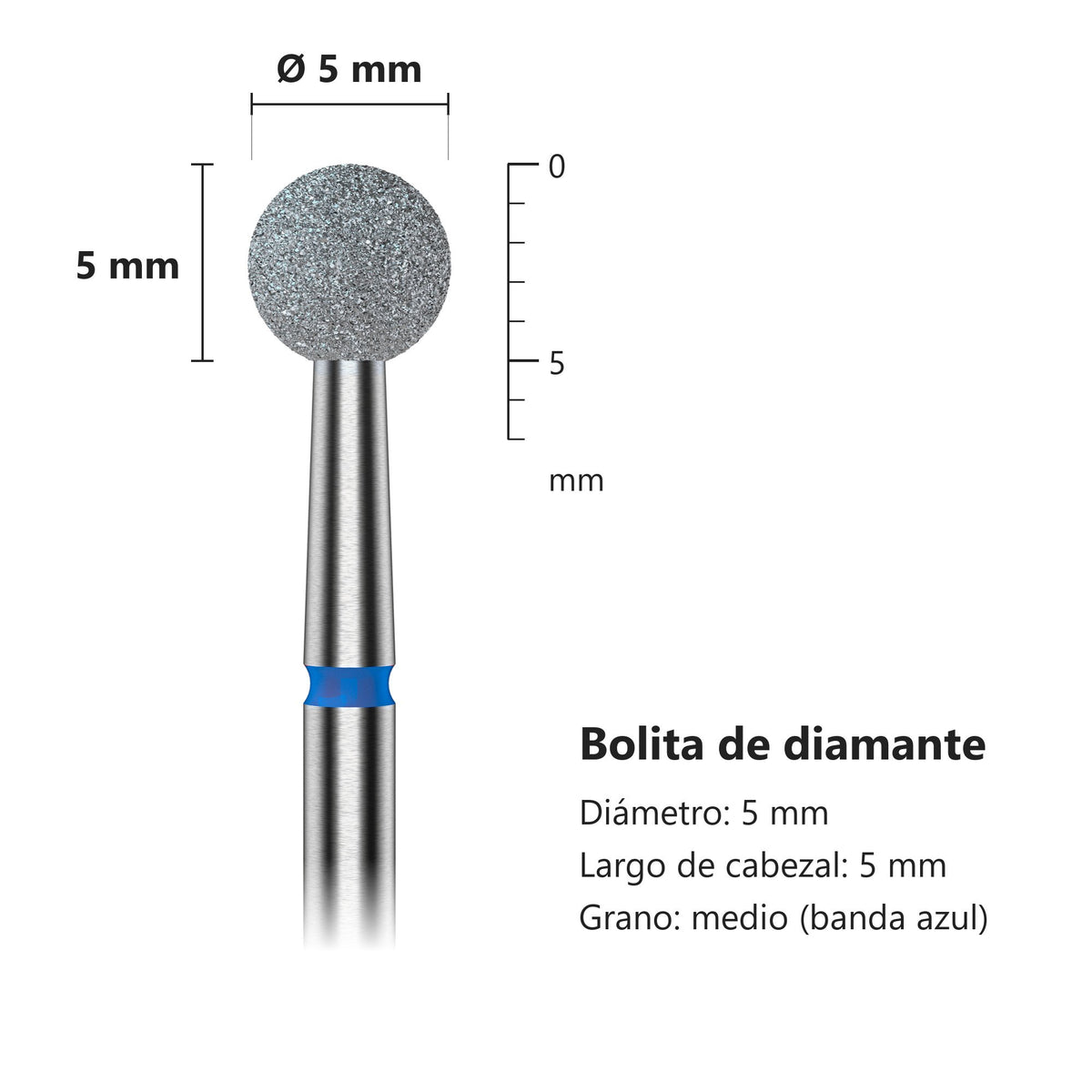 Fresa Bolita Azul Staleks Expert — medidas