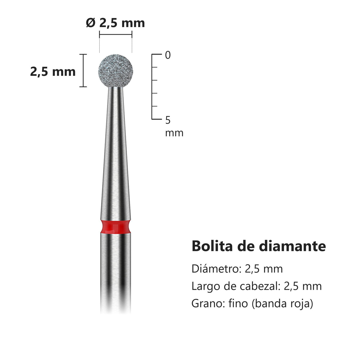 Fresa Bolita Roja Staleks Expert — medidas