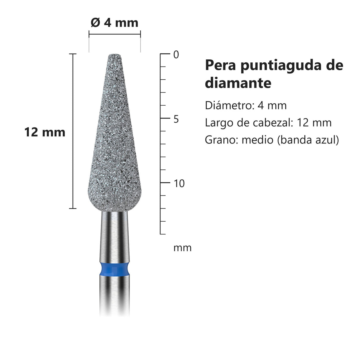 Fresa Flecha Puntiaguda Azul Staleks Expert — medidas