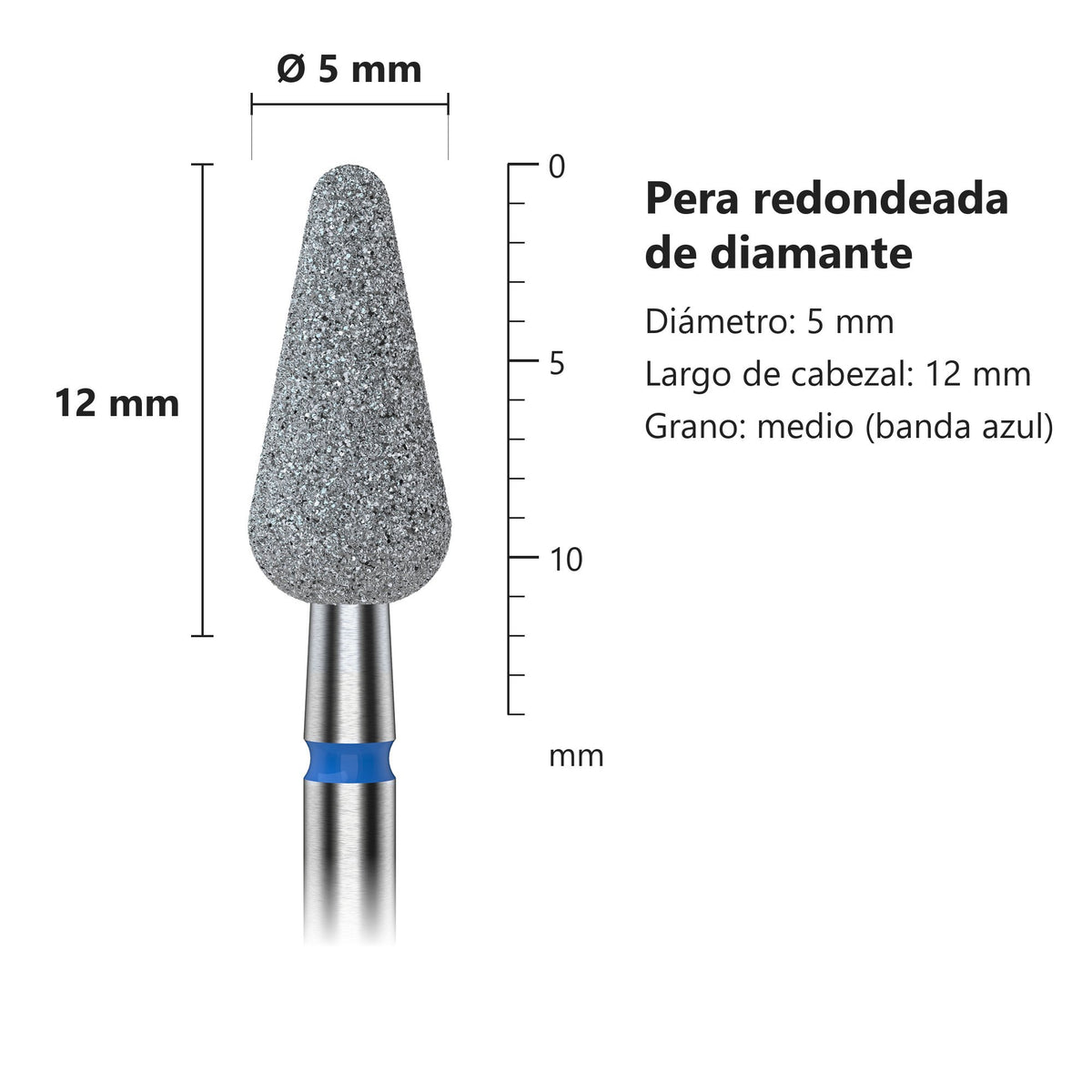Fresa Flecha Redondeada Azul Staleks Expert — medidas