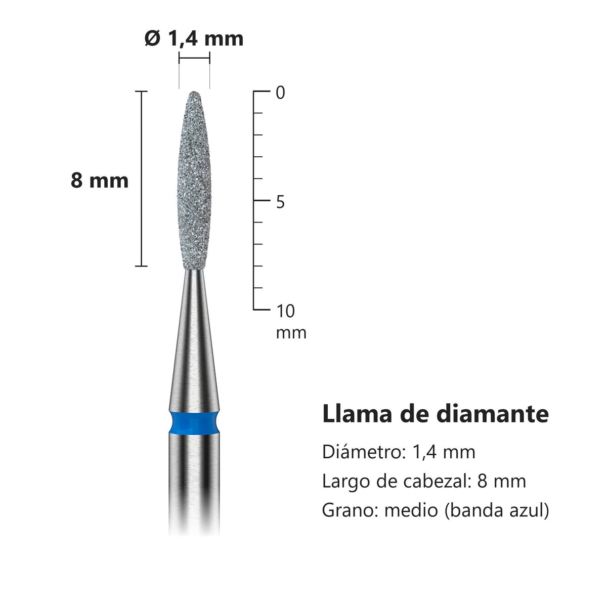 Fresa Flama Redondeada Azul Staleks Expert — medidas