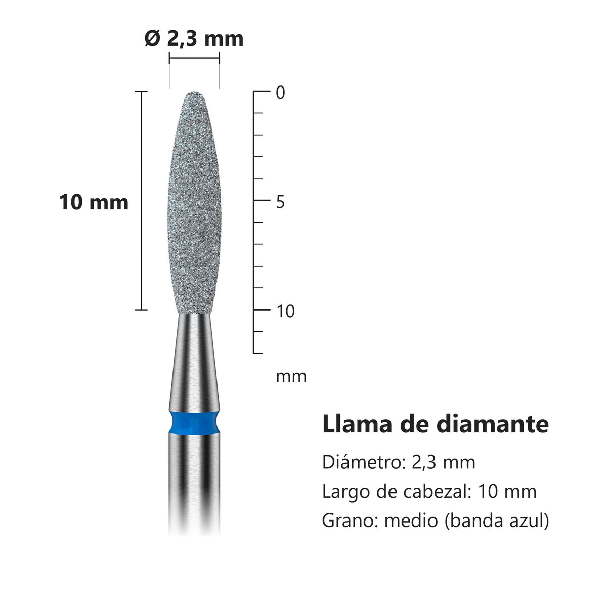 Fresa Flama Redondeada Azul Staleks Expert — medidas