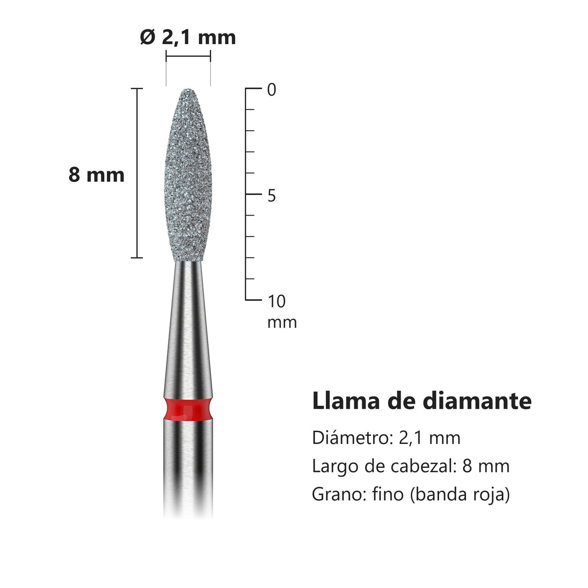 Fresa Flama Redondeada Roja Staleks Expert — medidas