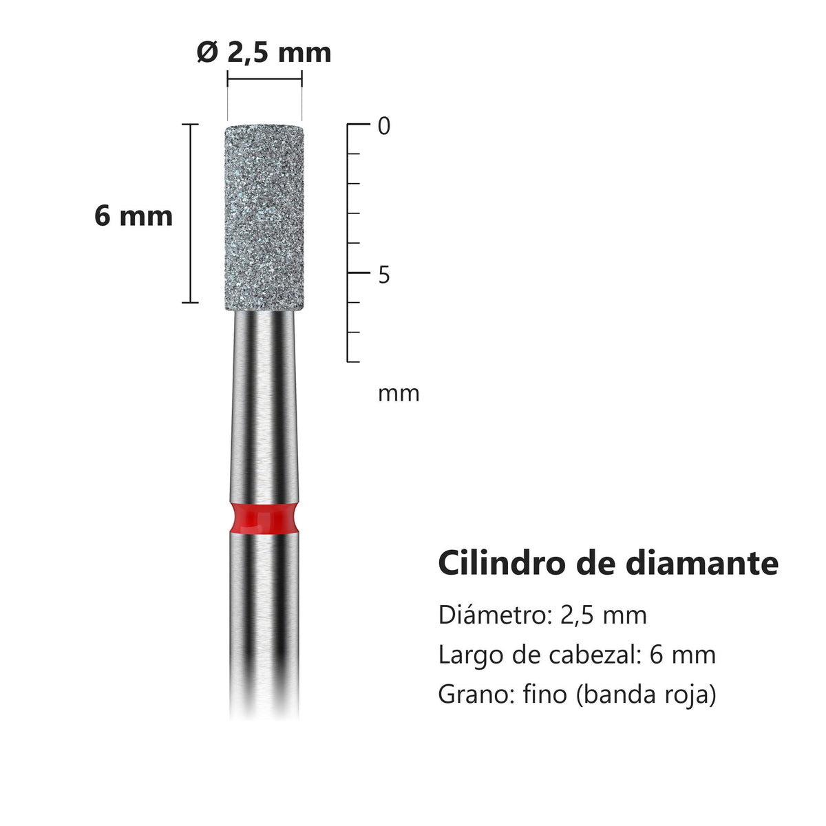 Fresa Cilindro Rojo Staleks Expert — medidas