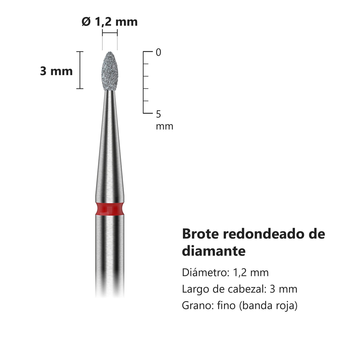 Fresa Gota Redondeada Roja Staleks Expert — medidas