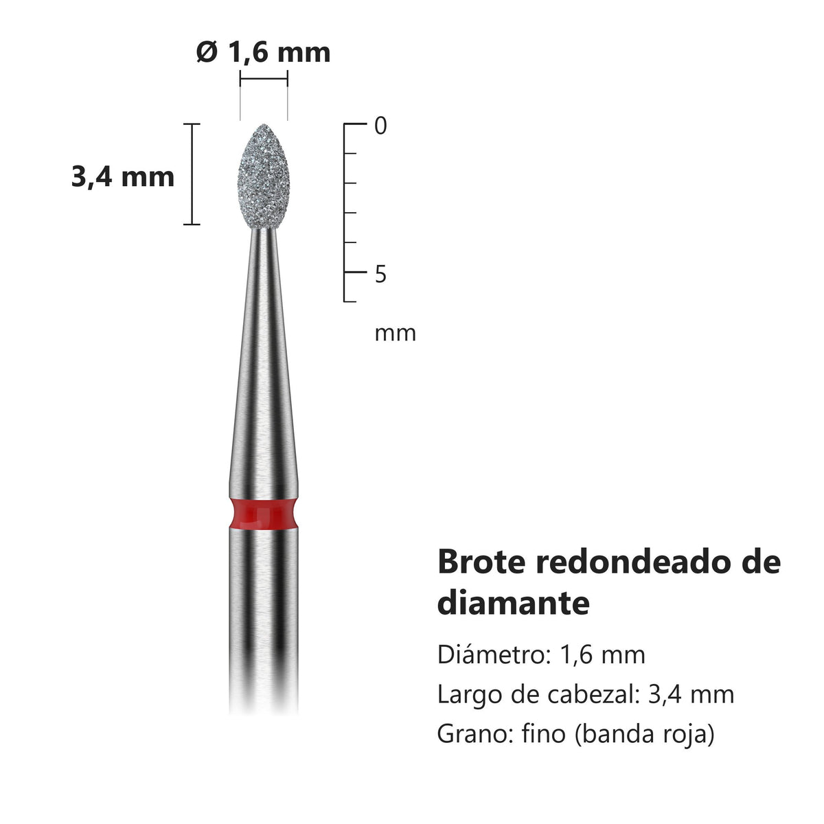 Fresa Gota Redondeada Roja Staleks Expert — medidas