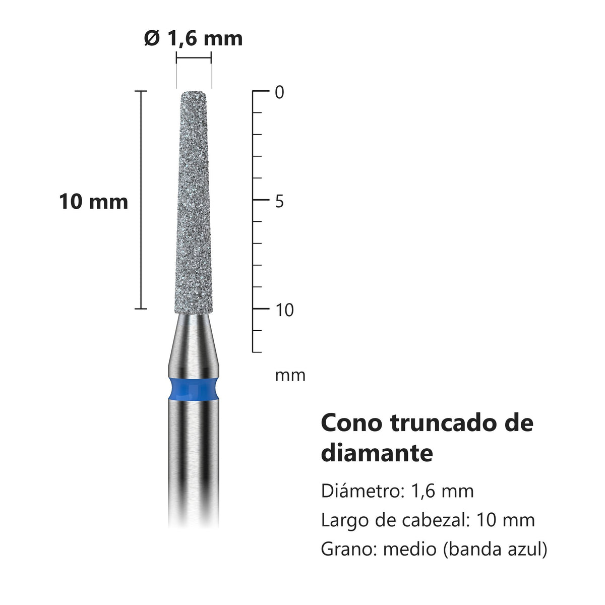Fresa Cono Truncado Azul Staleks Expert — medidas
