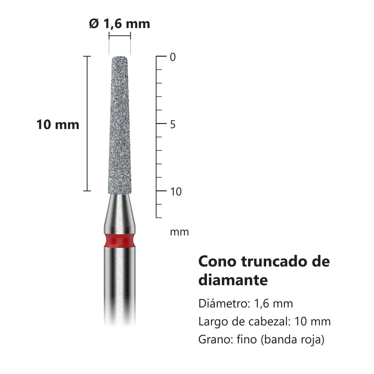 Fresa Cono Truncado Rojo Staleks Expert — medidas