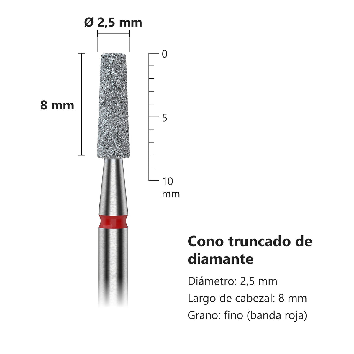 Fresa Cono Truncado Rojo Staleks Expert — medidas