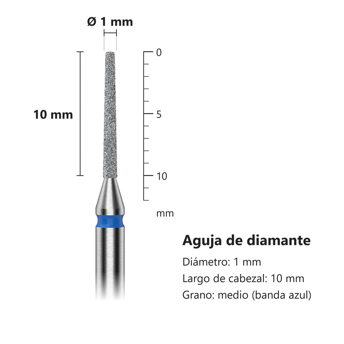 Fresa Aguja Azul Staleks Expert — medidas