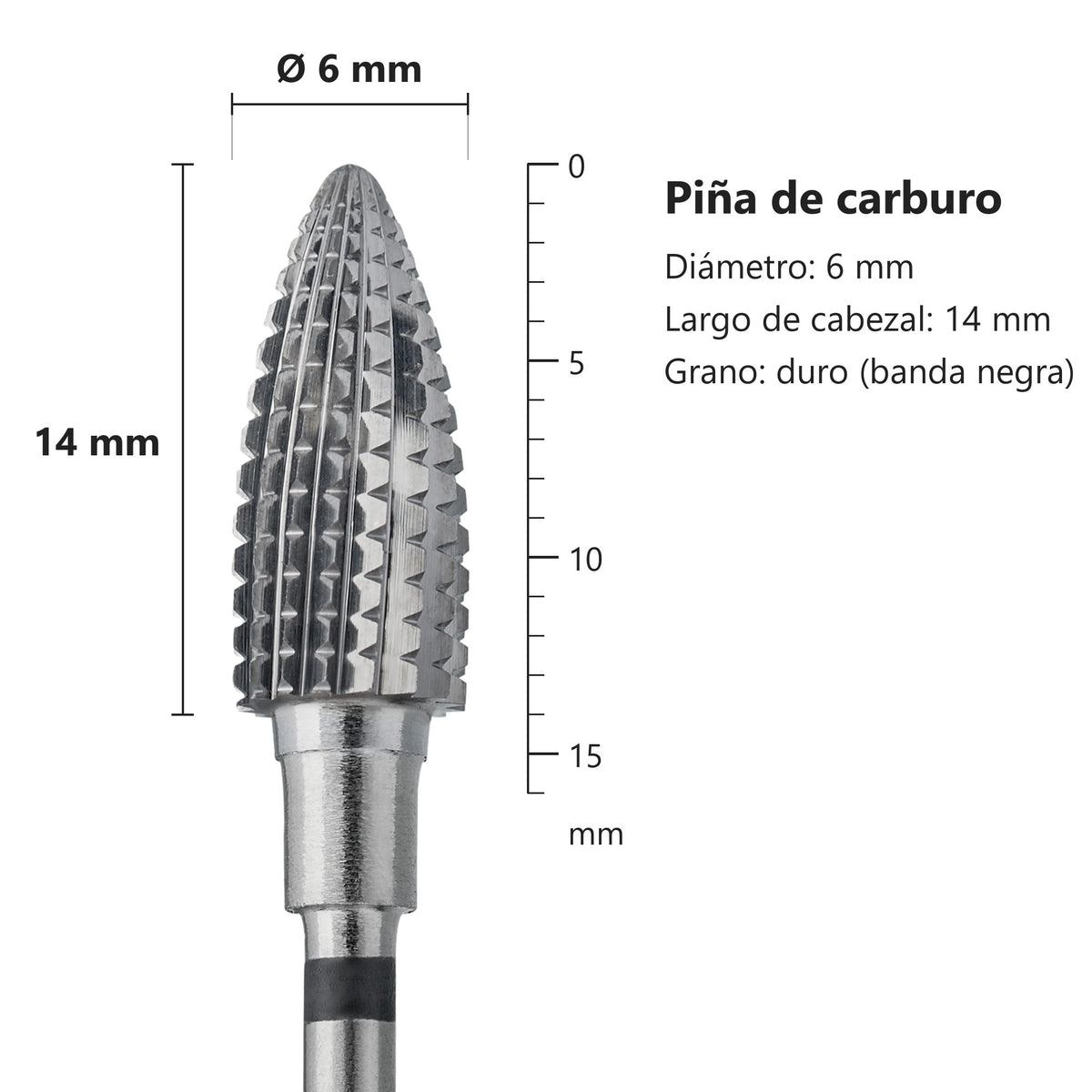 Fresa Cono Negro Staleks Expert — medidas