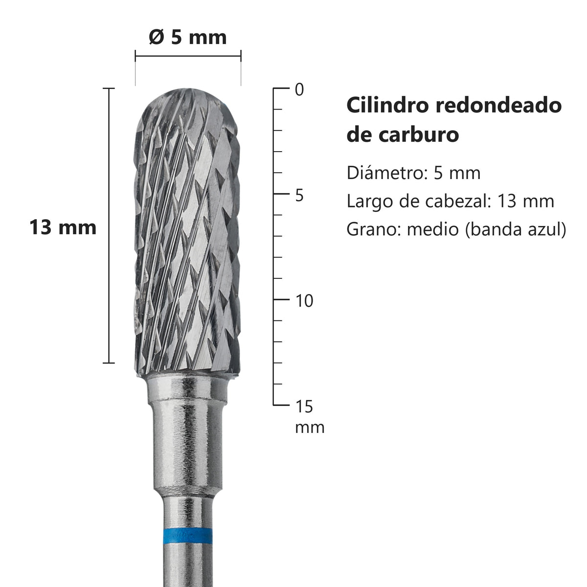 Fresa Cilindro Redondeado Azul Staleks Expert — medidas