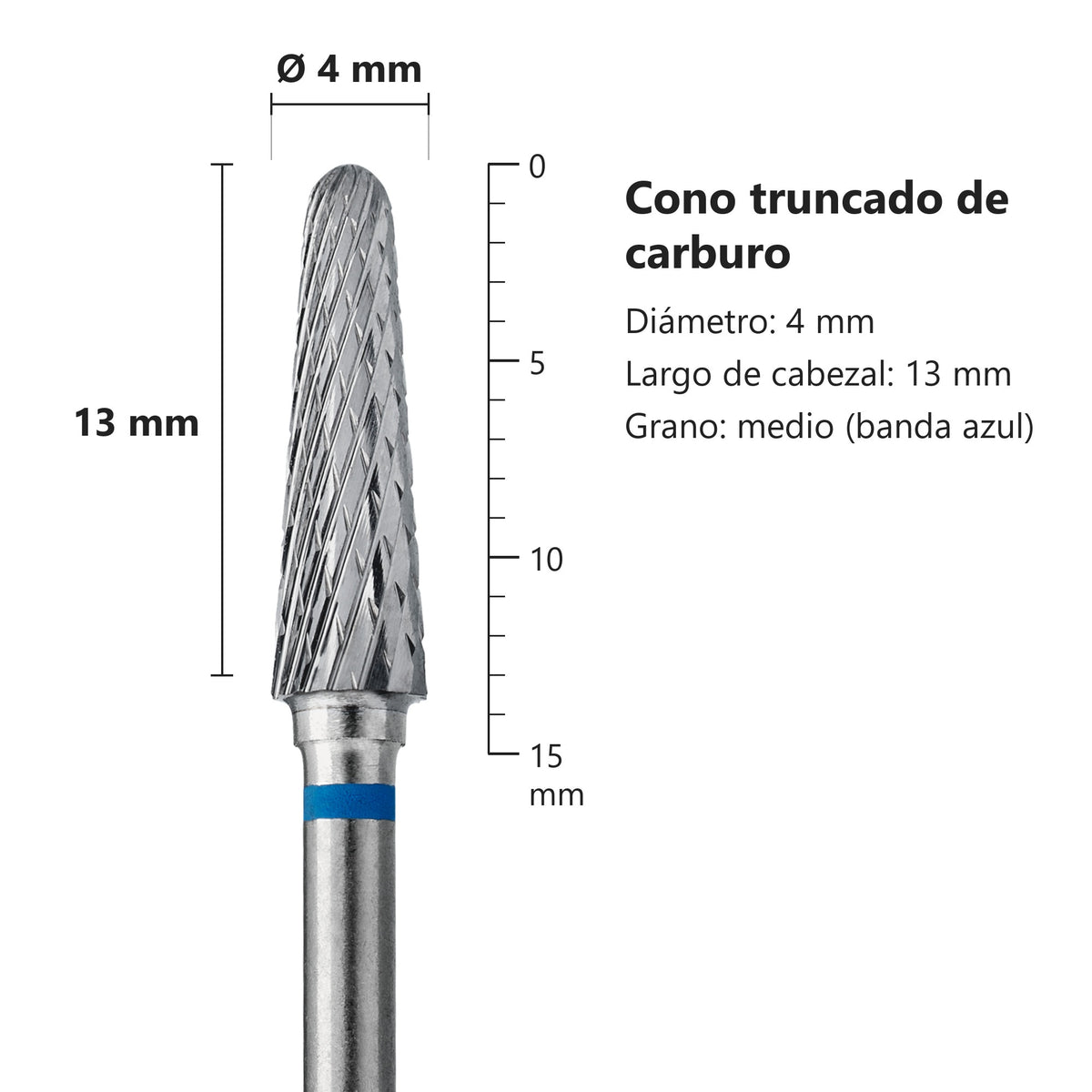 Fresa Cono Truncado Azul Staleks Expert — medidas