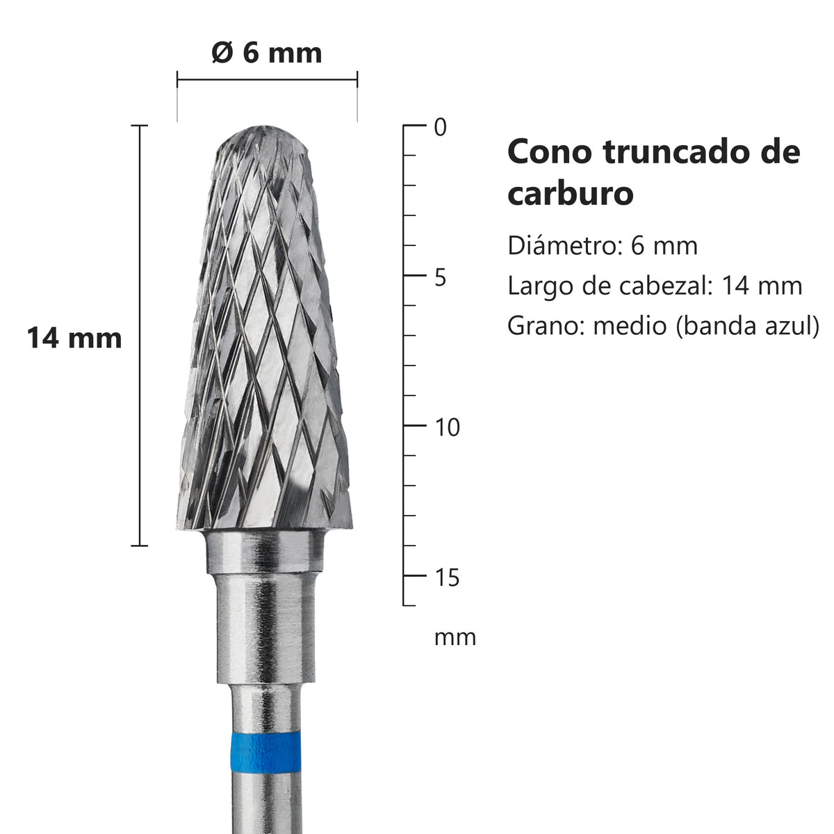 Fresa Cono Truncado Azul Staleks Expert — medidas