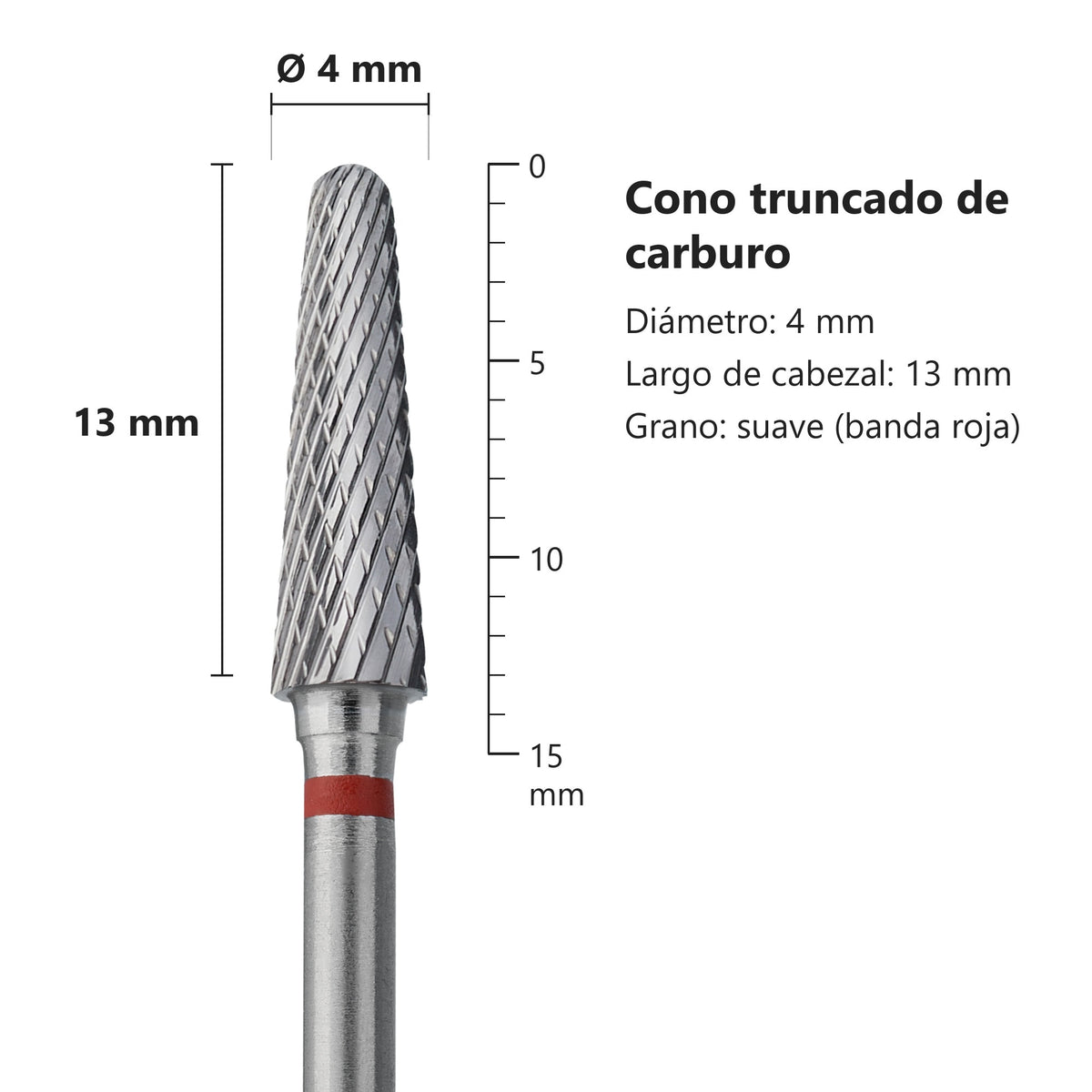Fresa Cono Truncado Rojo Staleks Expert — medidas