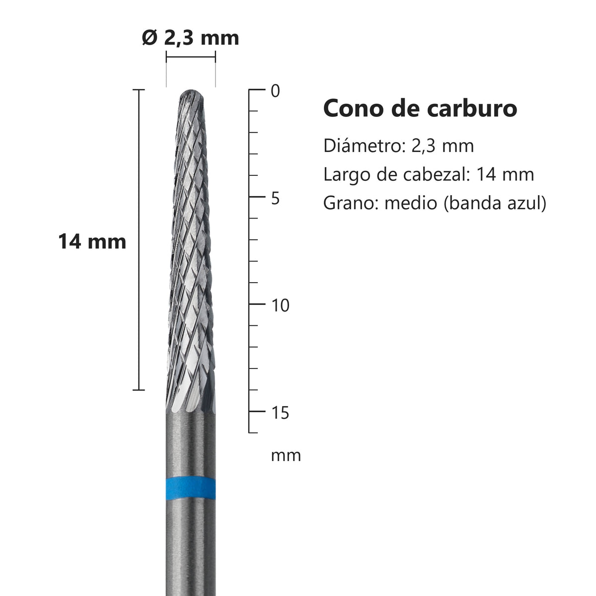 Fresa Cono Azul Staleks Expert — medidas