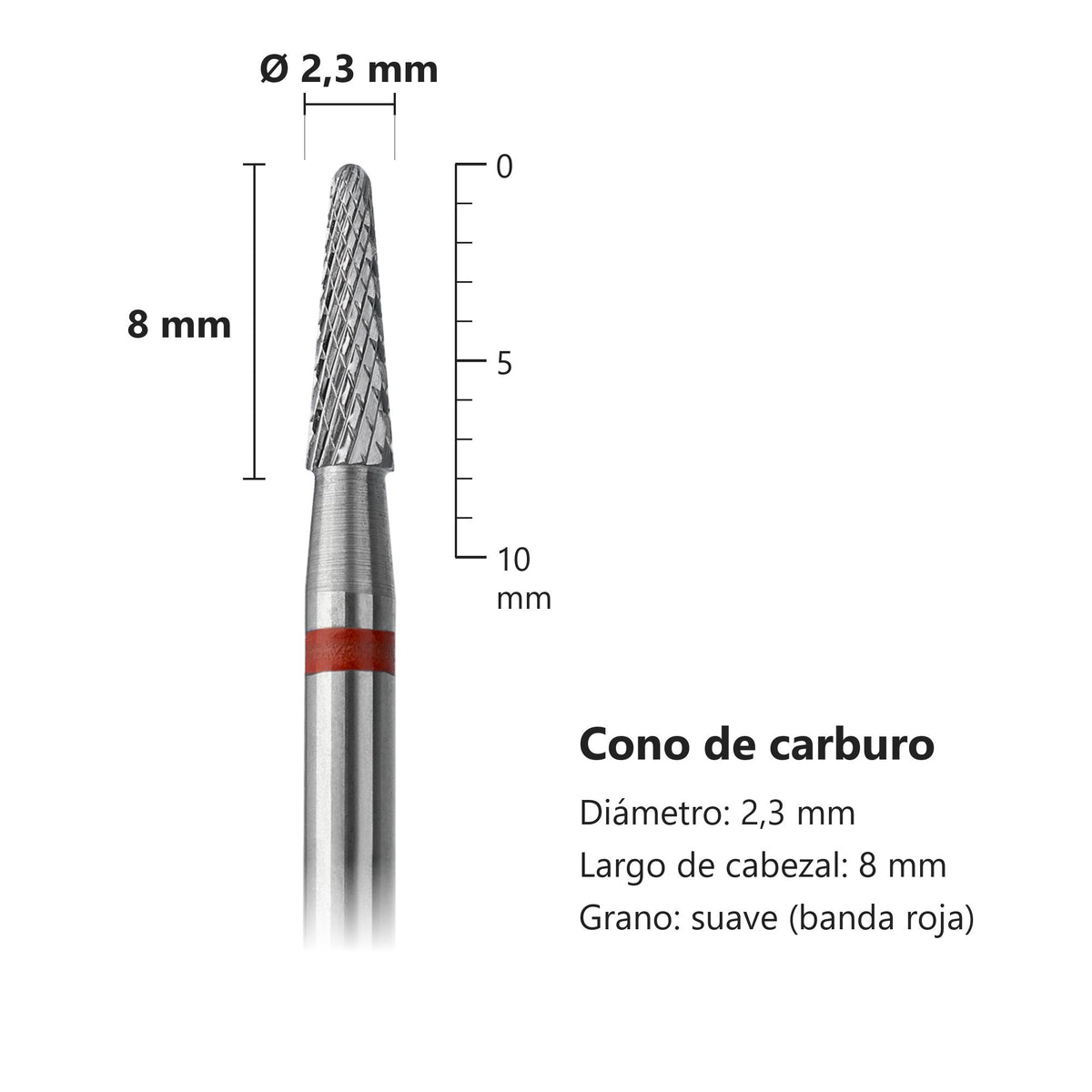 Fresa Cono Rojo Staleks Expert — medidas