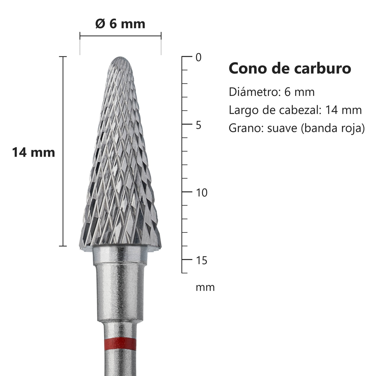 Fresa Cono Rojo Staleks Expert — medidas