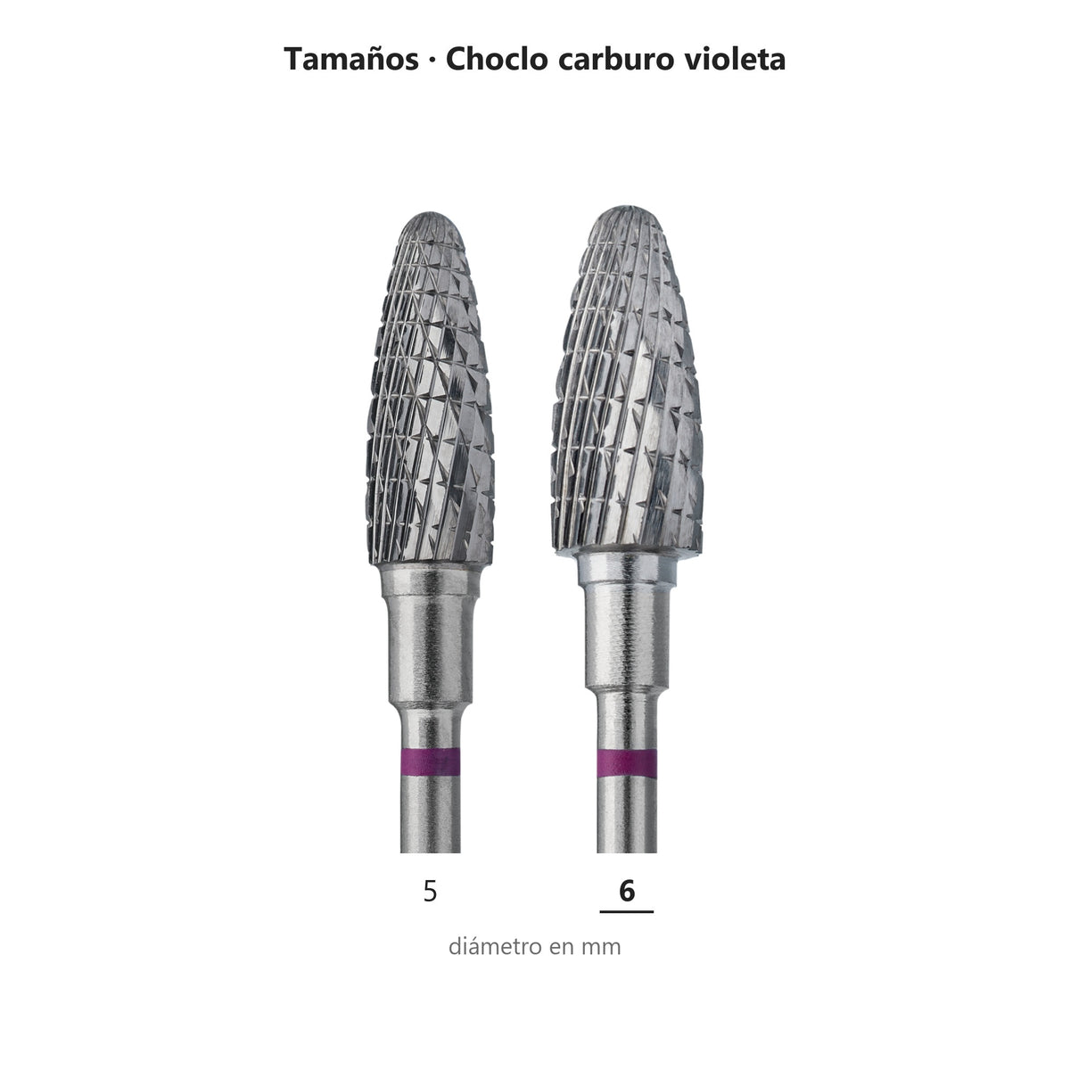 Fresa Choclo Violeta Staleks Expert — tabla de tamaños de la familia