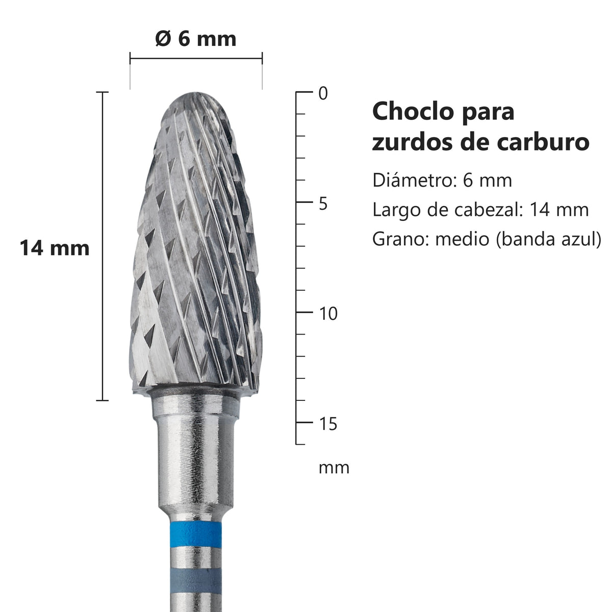 Fresa Choclo para Zurdos Azul Staleks Expert — medidas