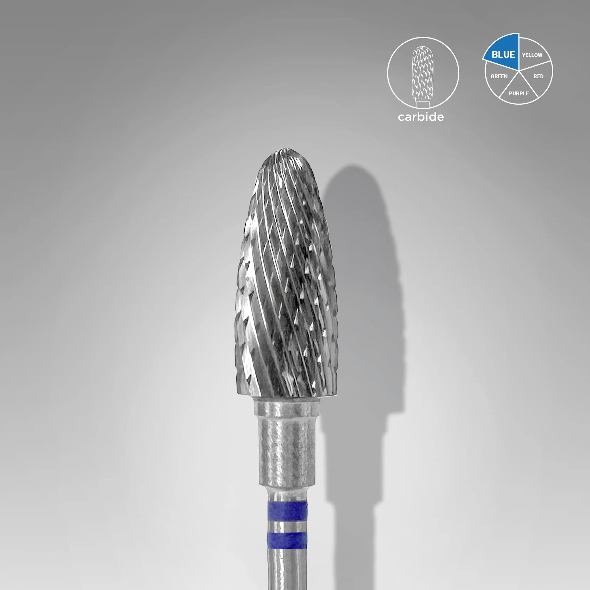 Fresa de carburo forma maíz  para zurdos azul.  Diámetro 6 mm, parte de trabajo 14 mm (STALEKS)