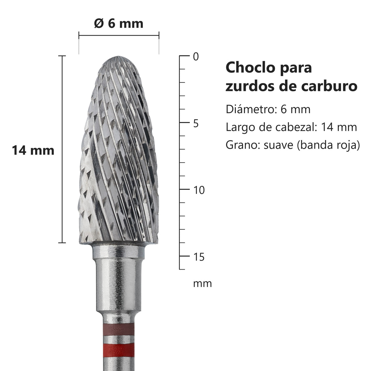 Fresa Choclo para Zurdos Rojo Staleks Expert — medidas