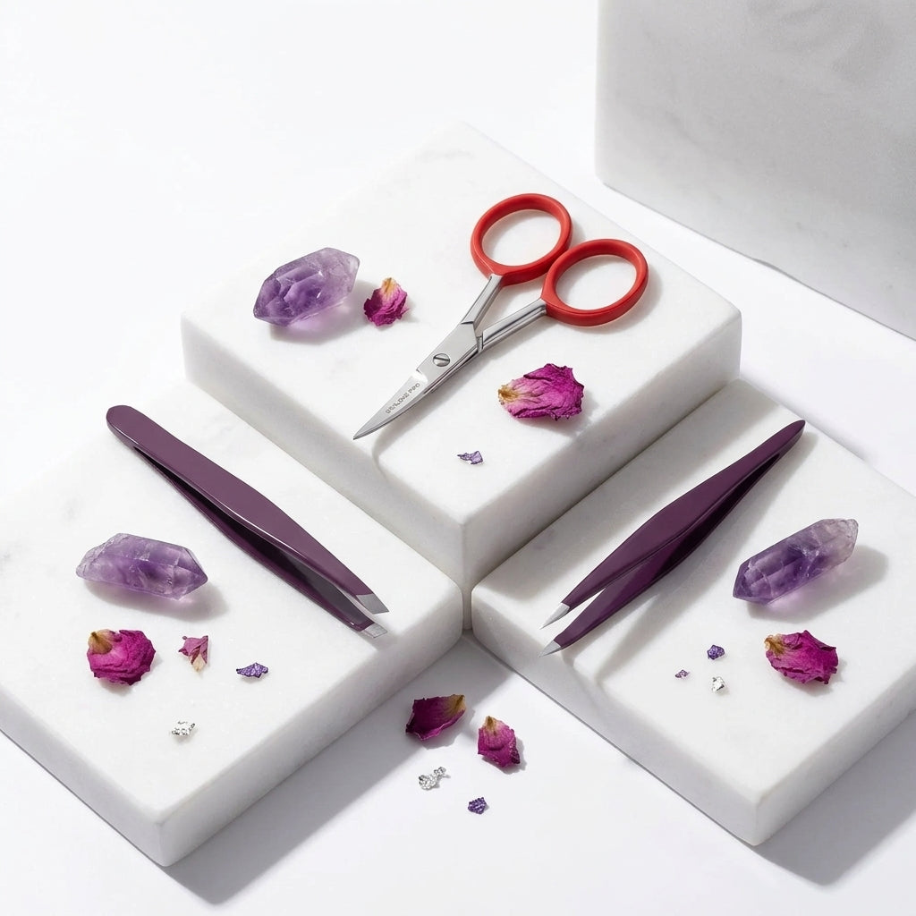 Kit Brow Master — Tijera + Pinza Biselada + Pinza Punta