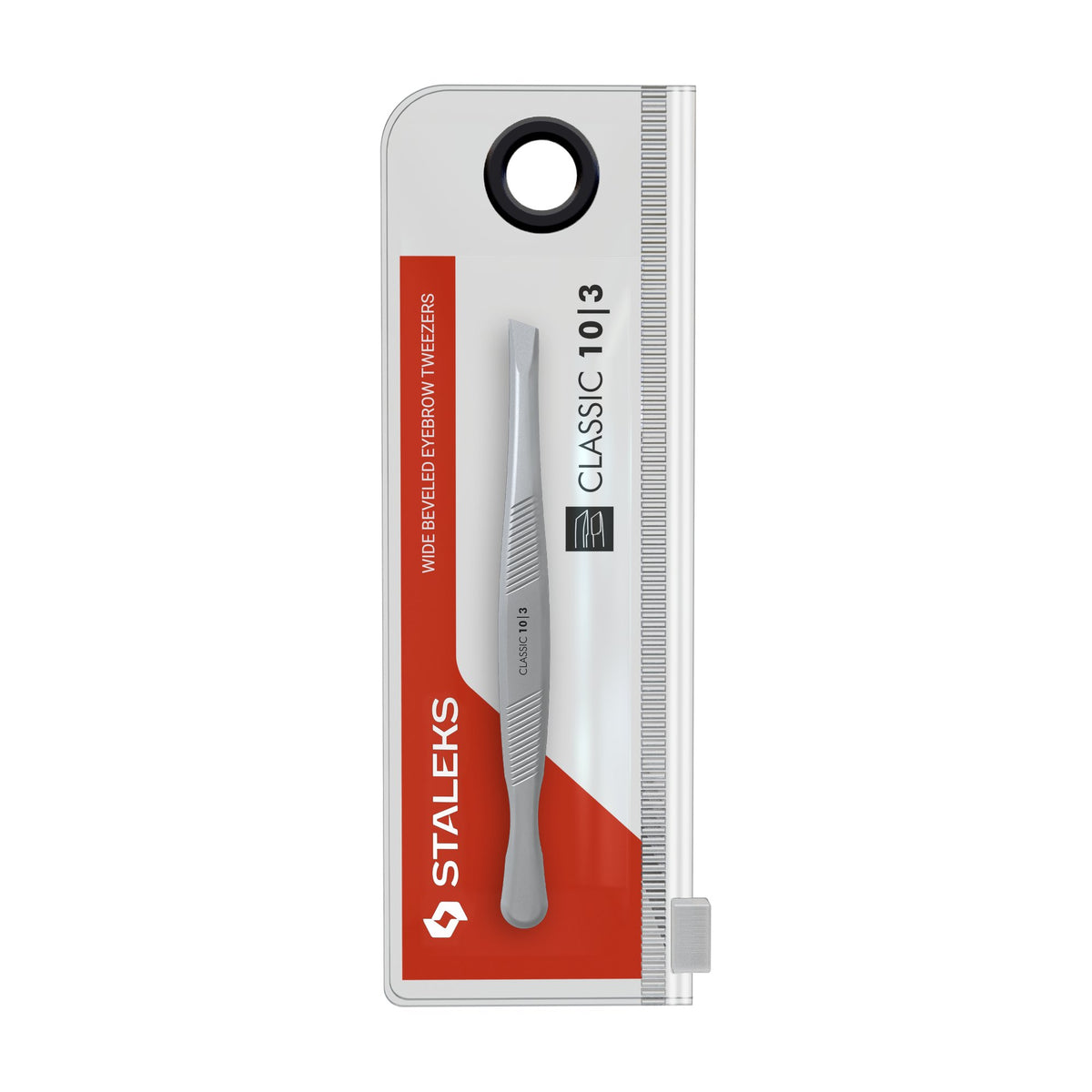 Pinza para Cejas Biselada Ancha Staleks Classic 10 Tipo 3 en su empaque original
