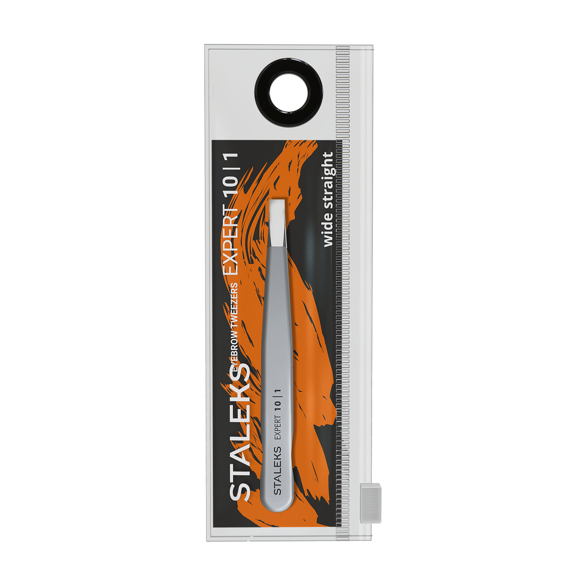 Pinza para Cejas Recta Ancha Staleks Expert 10 Tipo 1 en su empaque original