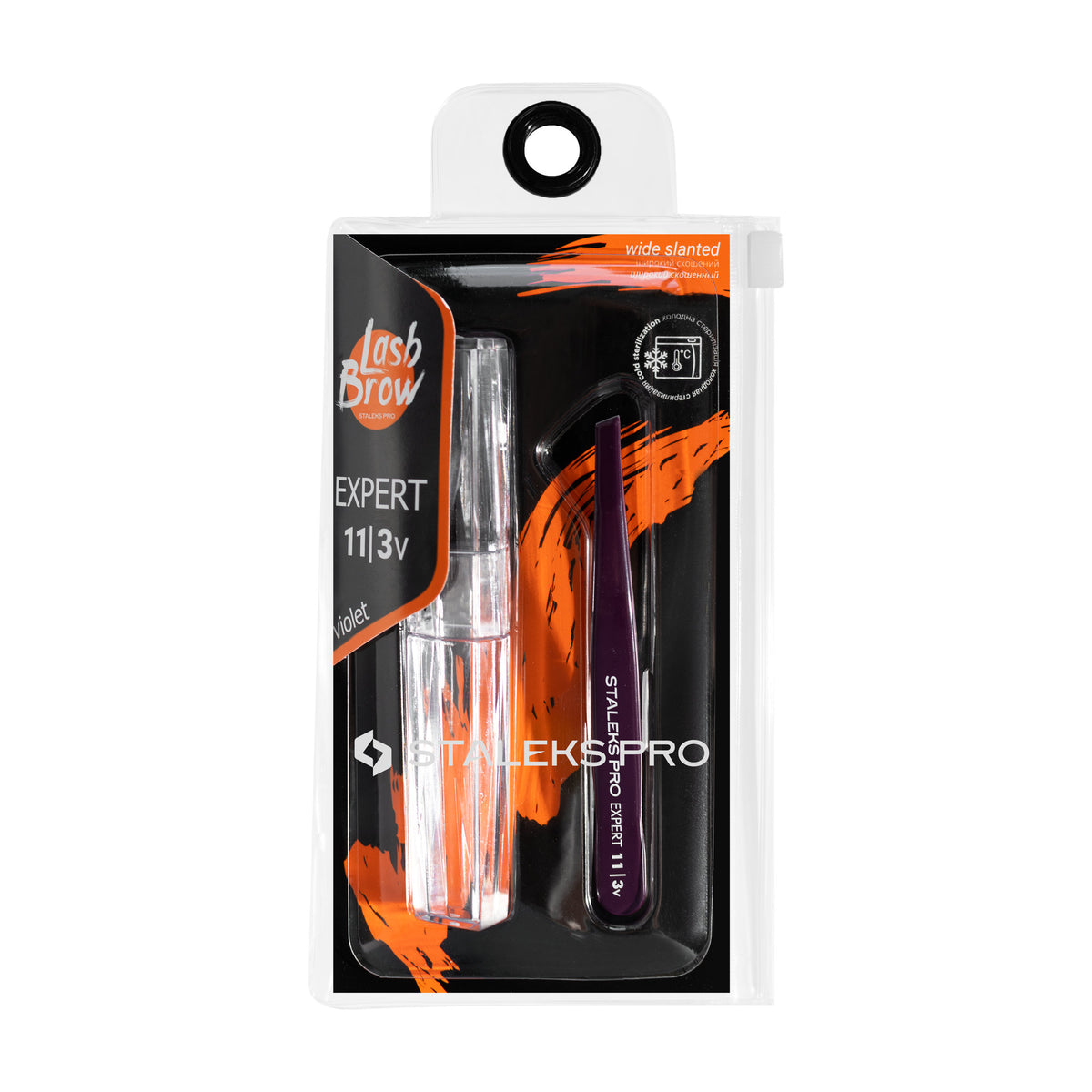 Pinza para Cejas Biselada Staleks Expert 11 Tipo 3 — Violeta en su empaque original (6)
