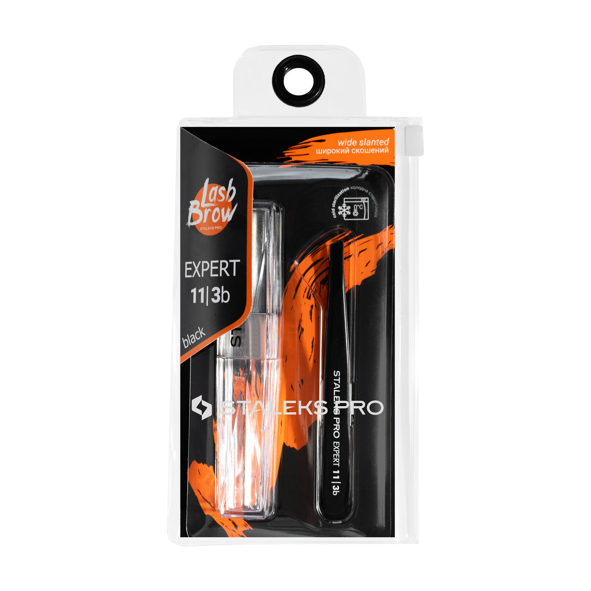 Pinza para Cejas Biselada Staleks Expert 11 Tipo 3 — Negra en su empaque original (6)