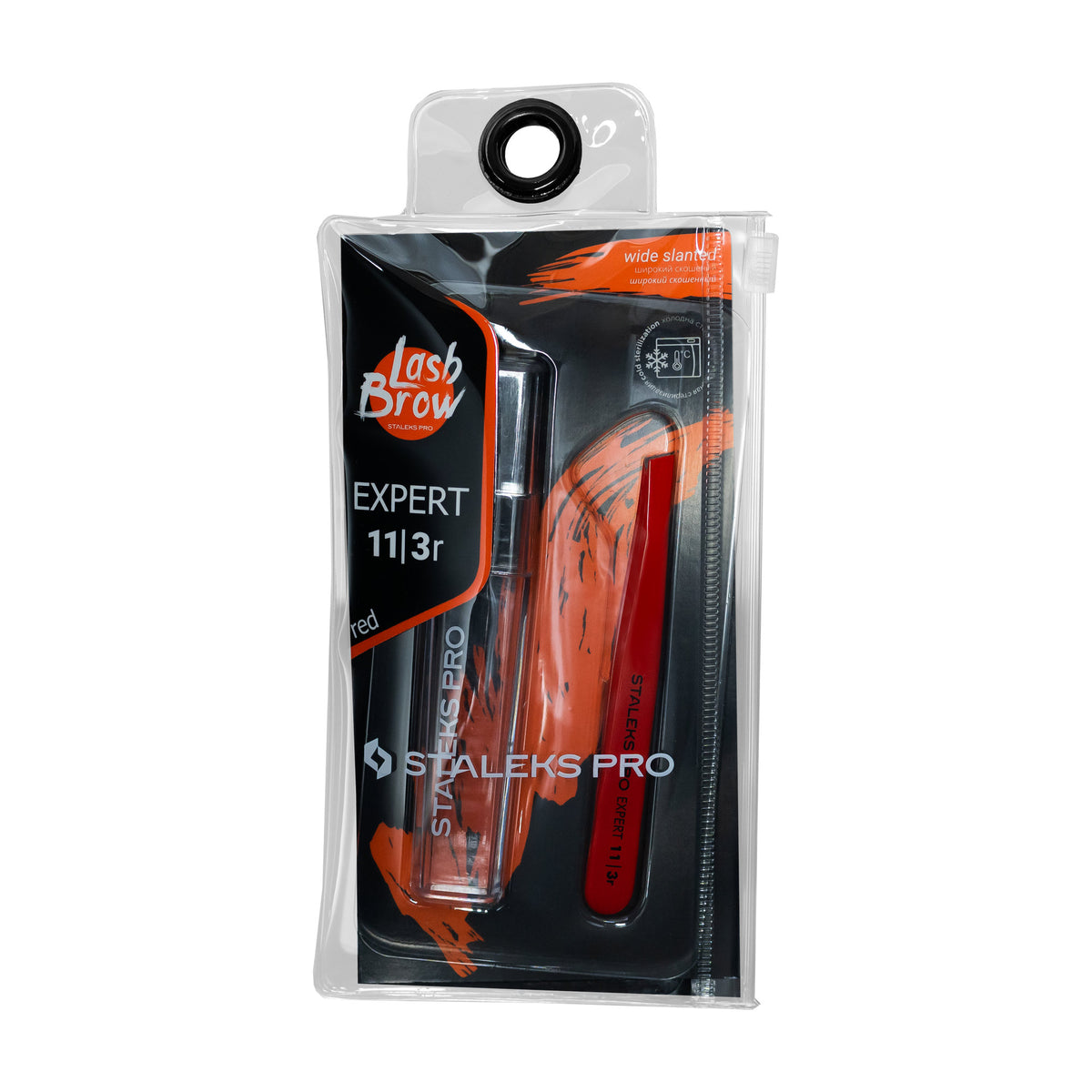 Pinza para Cejas Biselada Staleks Expert 11 Tipo 3 — Roja en su empaque original