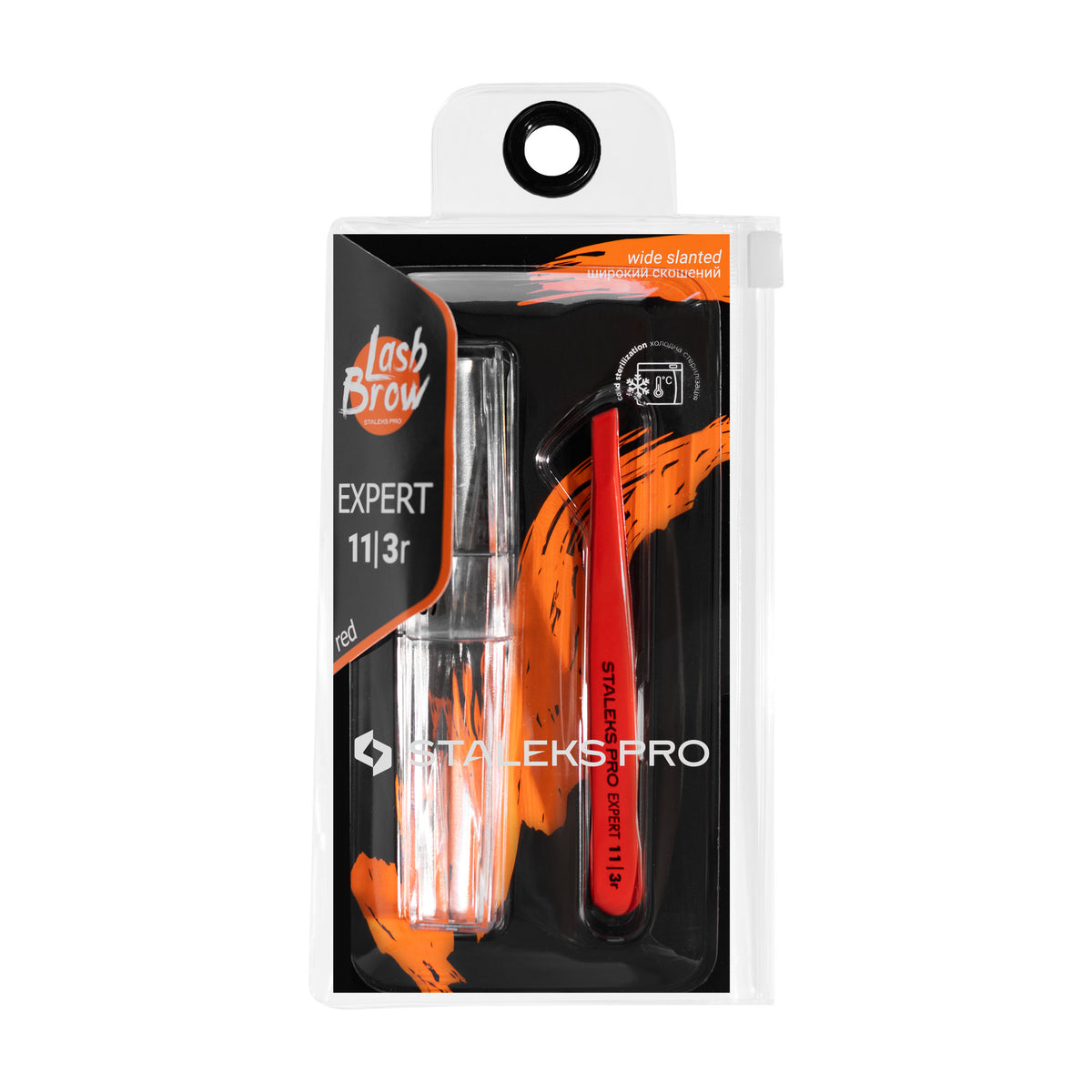 Pinza para Cejas Biselada Staleks Expert 11 Tipo 3 — Roja en su empaque original (5)