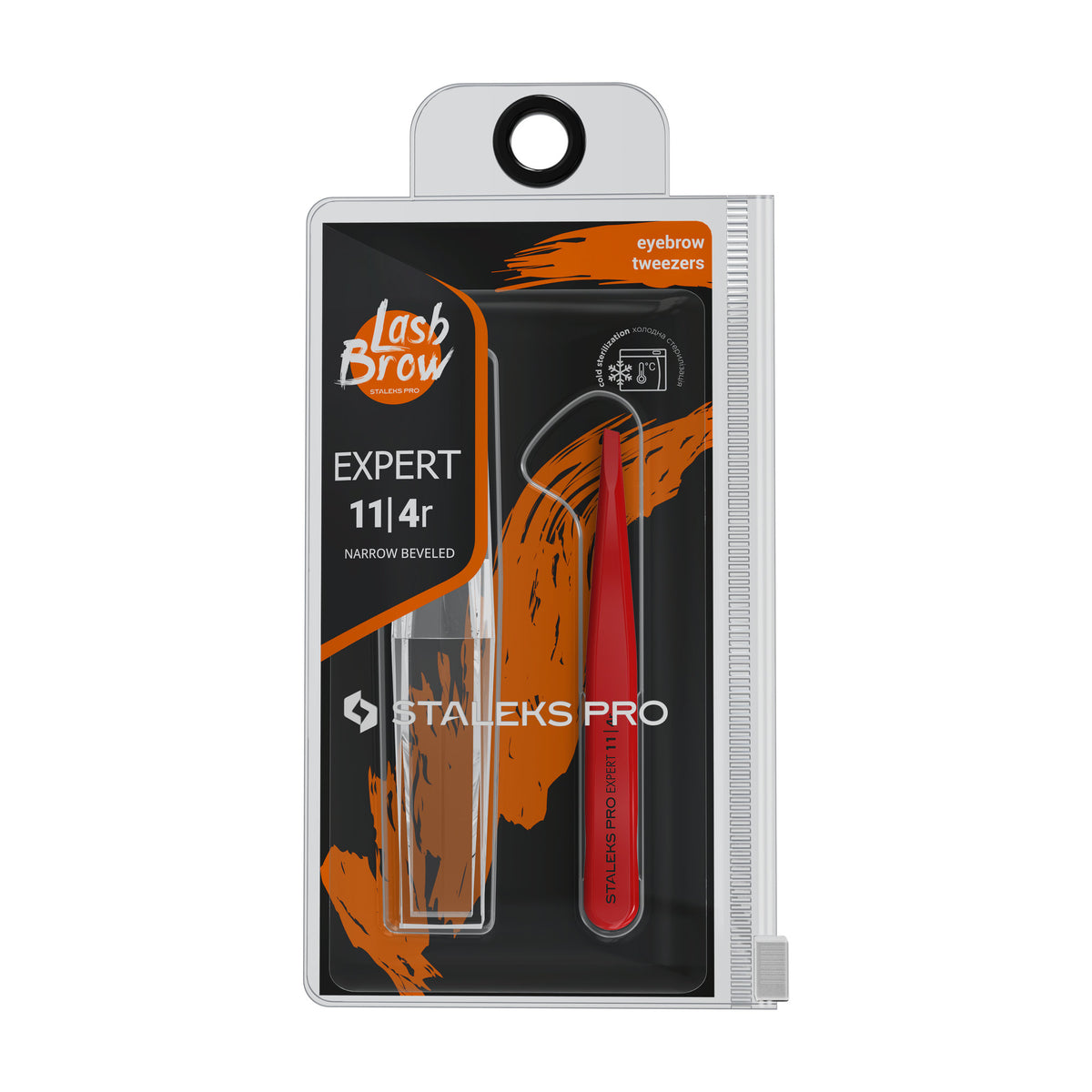 Pinza para Cejas Biselada Staleks Expert 11 Tipo 4 — Roja en su empaque original