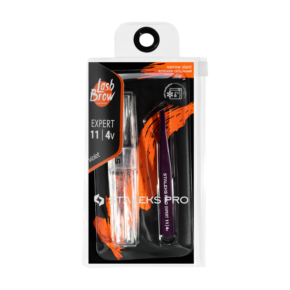 Pinza para Cejas Biselada Staleks Expert 11 Tipo 4 — Violeta en su empaque original (5)