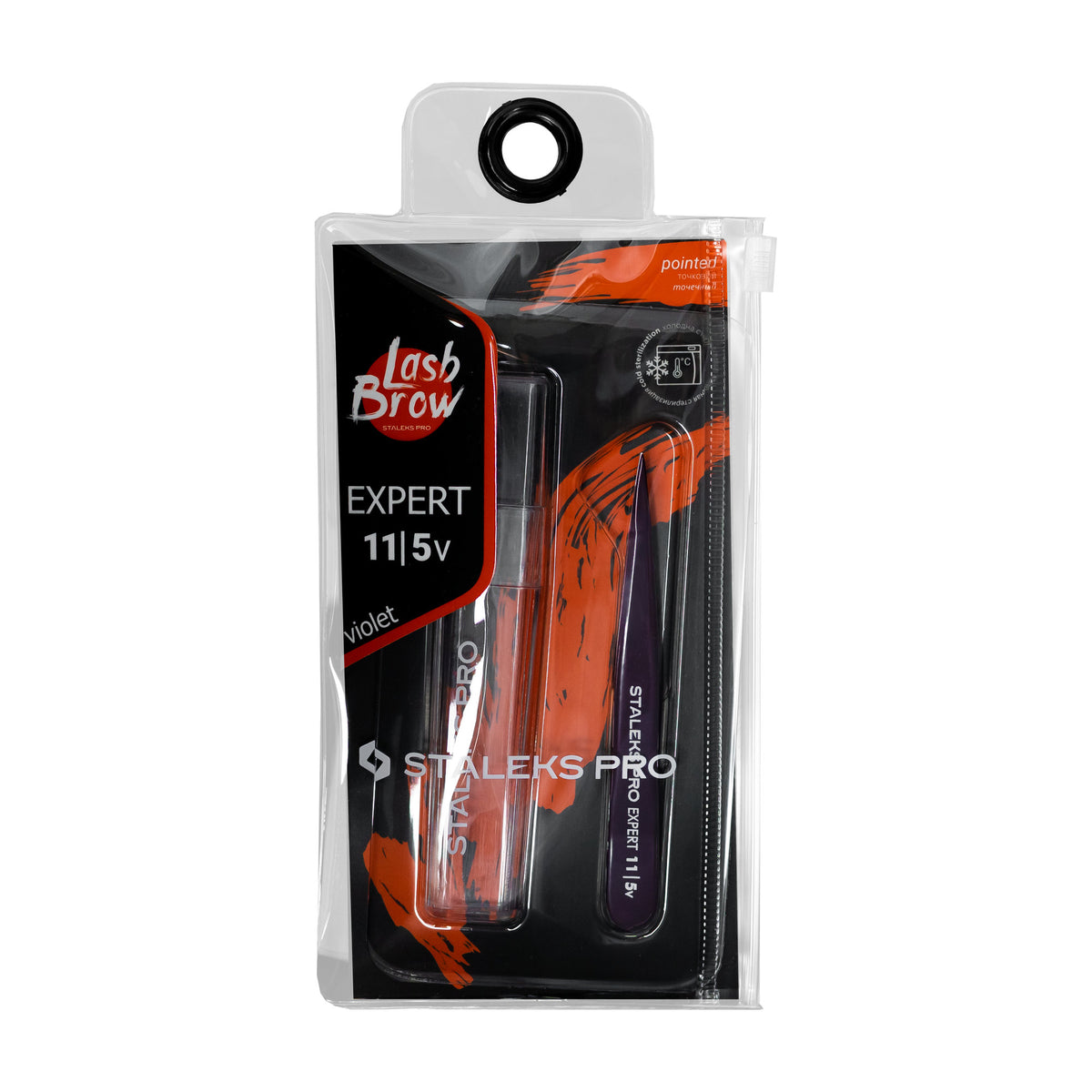 Pinza para Cejas en Punta Staleks Expert 11 Tipo 5 — Violeta en su empaque original