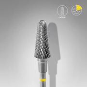 Fresa de carburo «cono truncado» amarillo. Diámetro 6 mm, parte de trabajo 14 mm (STALEKS)
