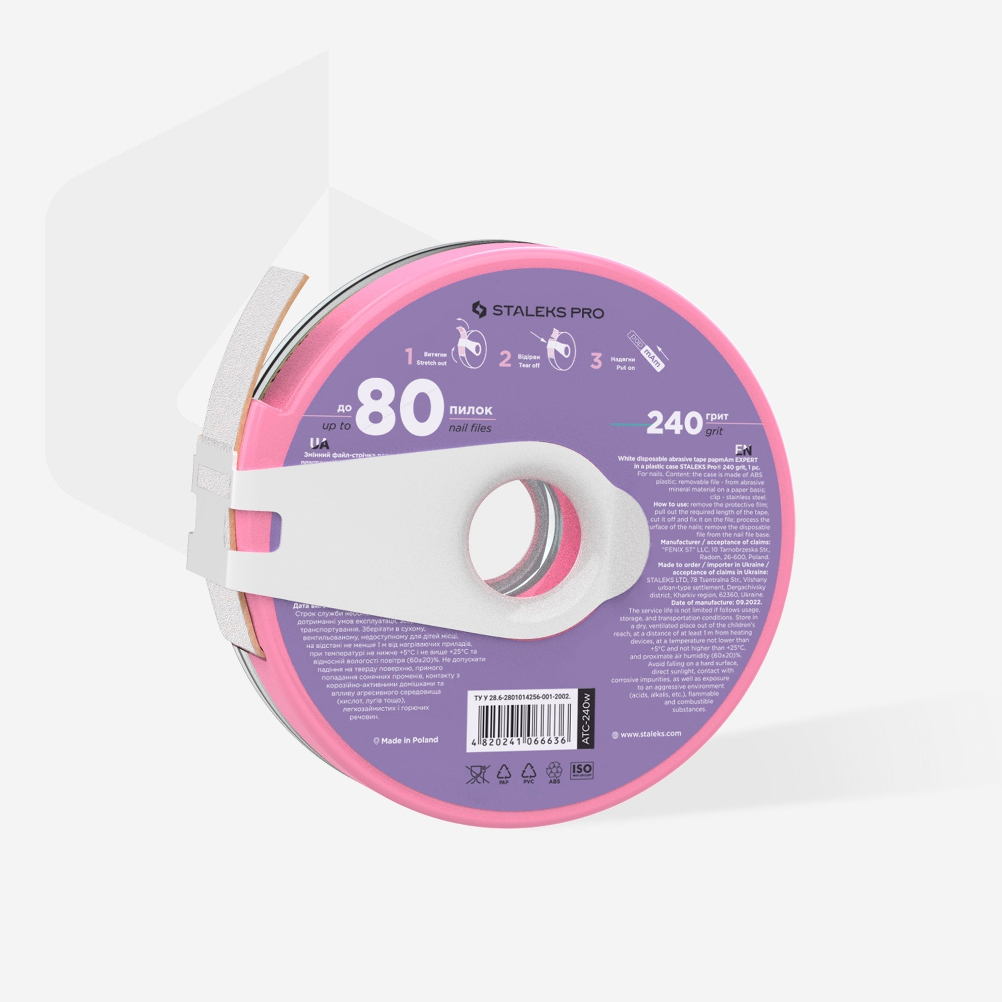 Cinta abrasiva blanca desechable papmAm EXPERT grano 240 en estuche de plástico