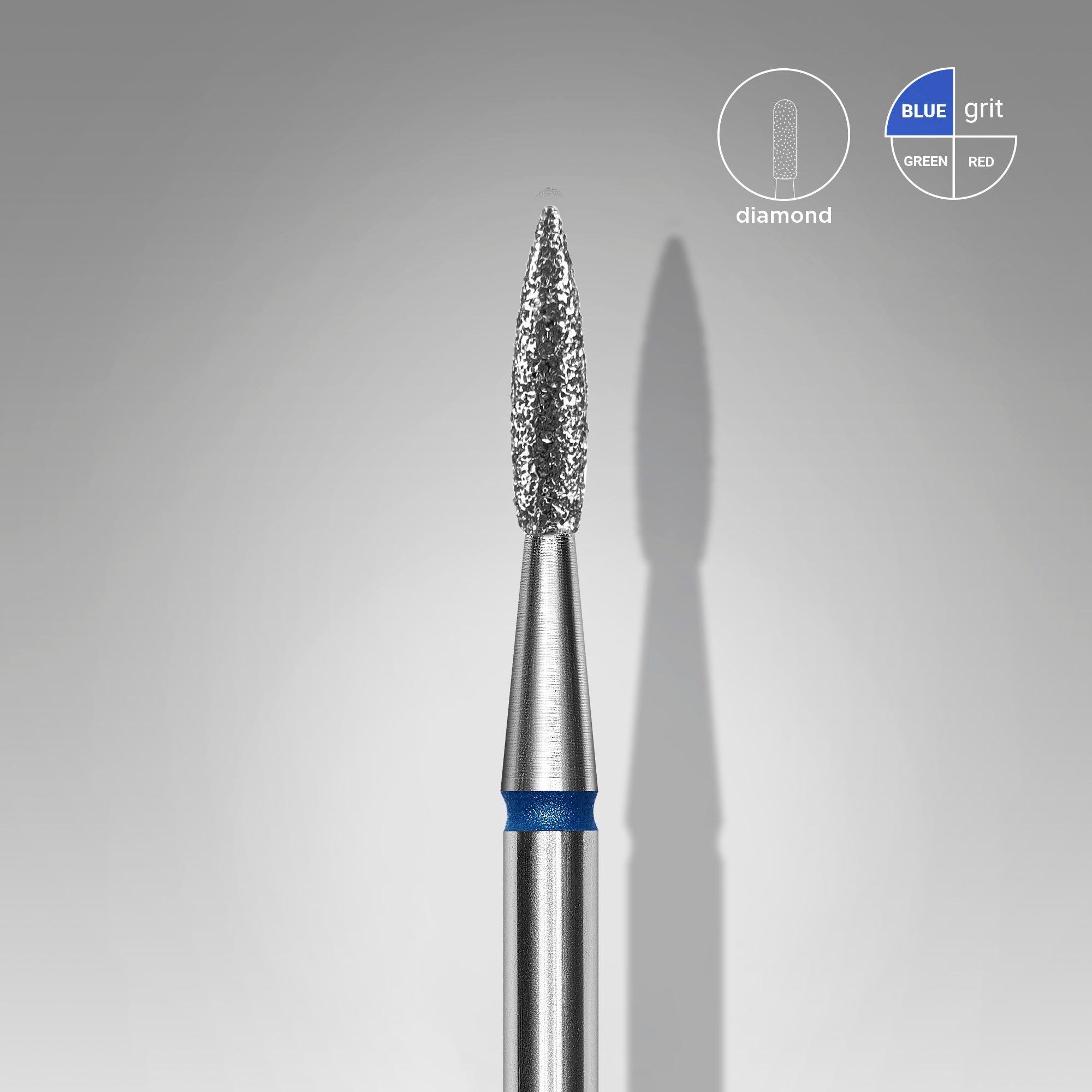 Fresa - Flama Azul Puntiaguda. Dámetro 1.8mm, parte de trabajo 8mm.  (STALEKS)
