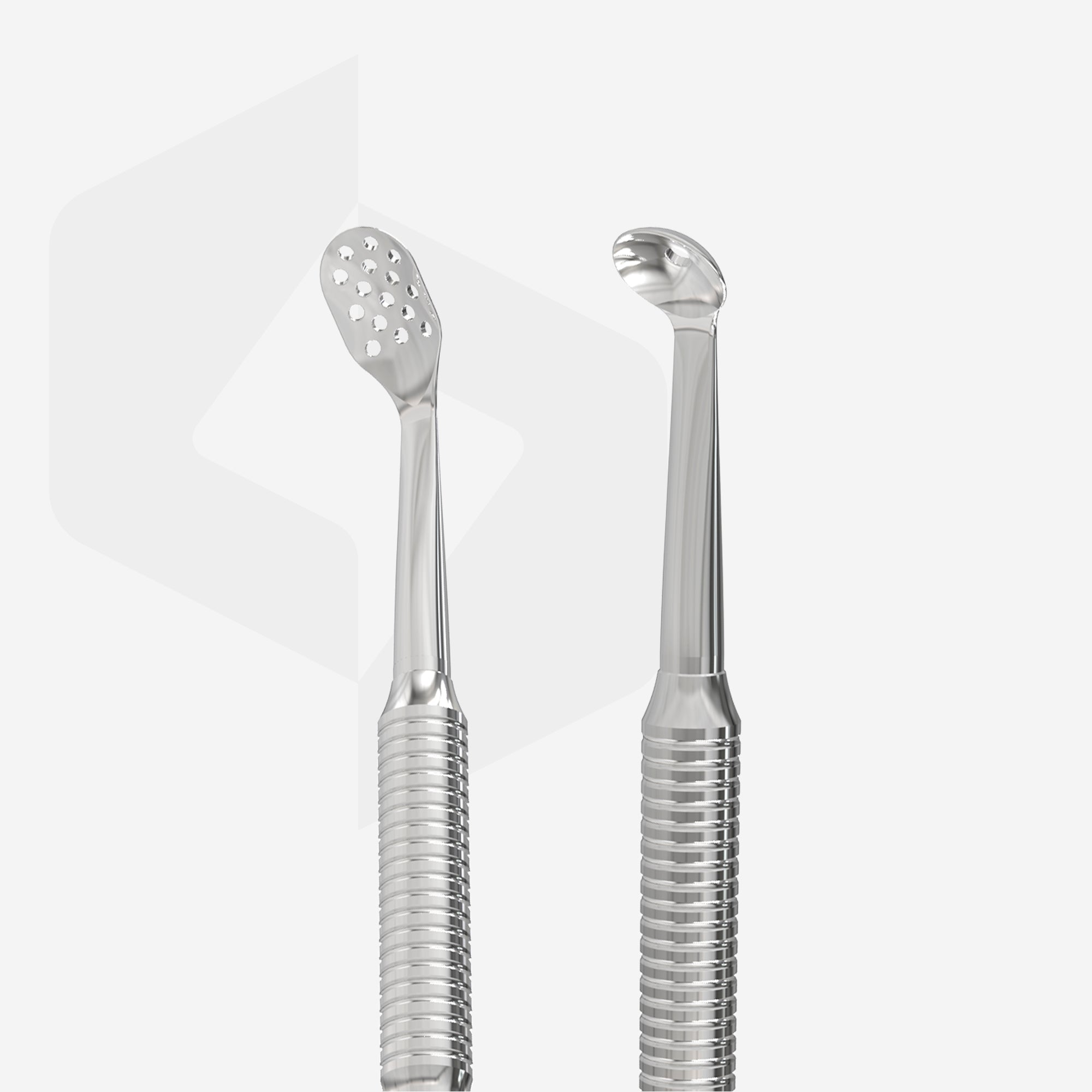 Cuchara cosmetológica de doble punta EXPERT 20 TIPO 1 (Uno y oval con 15 agujeros)