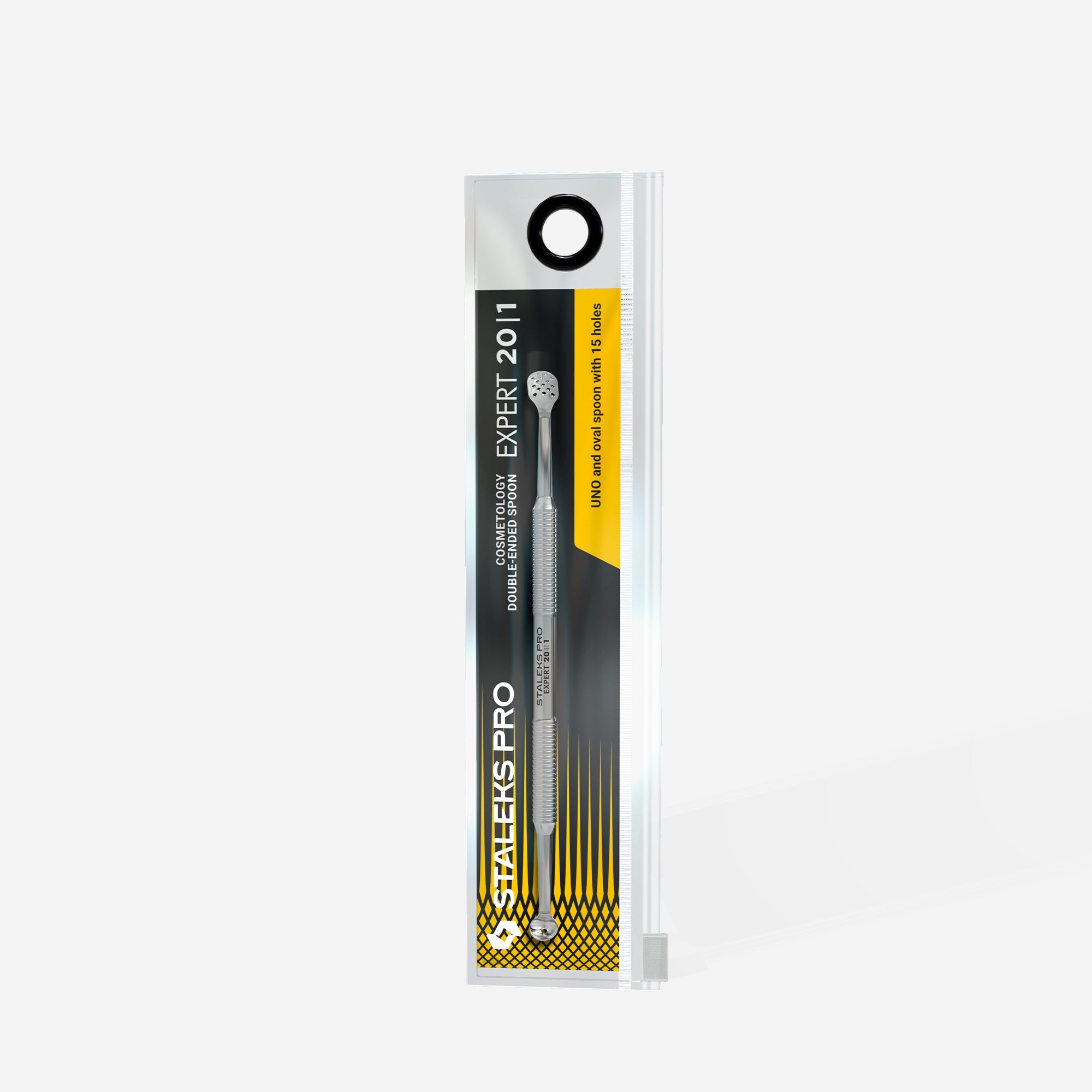Cuchara cosmetológica de doble punta EXPERT 20 TIPO 1 (Uno y oval con 15 agujeros)